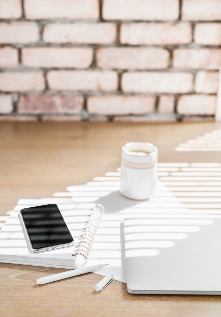 phone, notebook, keyboard and coffee-the essentials for blogging