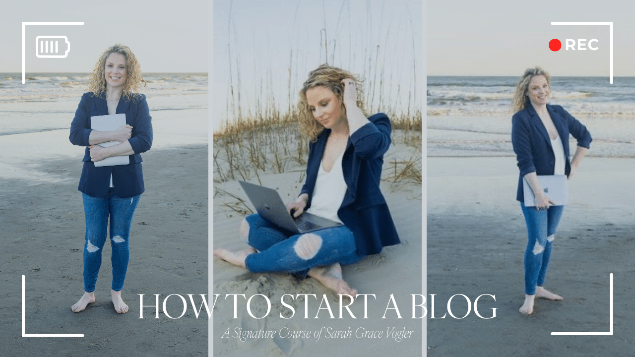 sarah grace vogler with macbook for blogging - how to start a blog