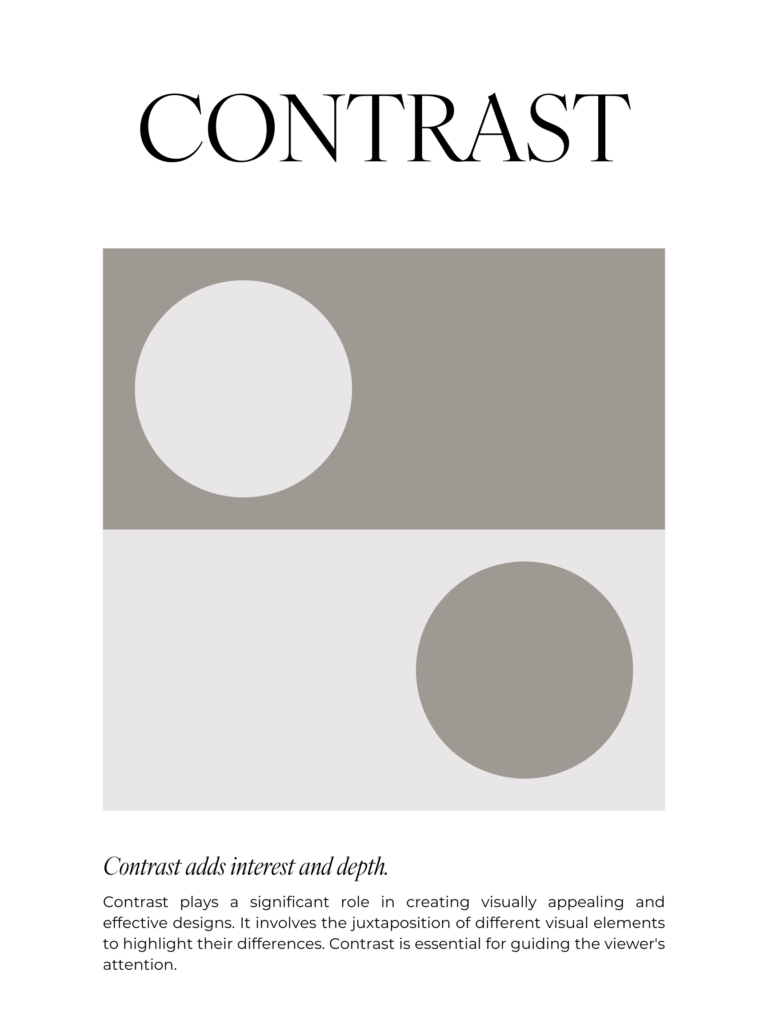 graphic of contrast, one of the principles of design
