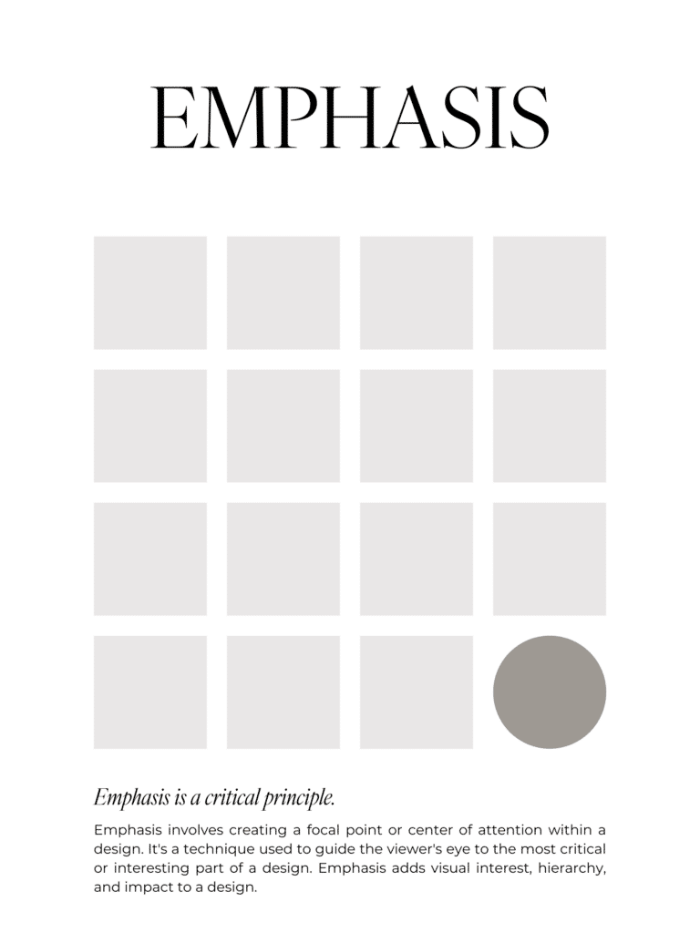 a graphic of emphasis, one of the principles of design