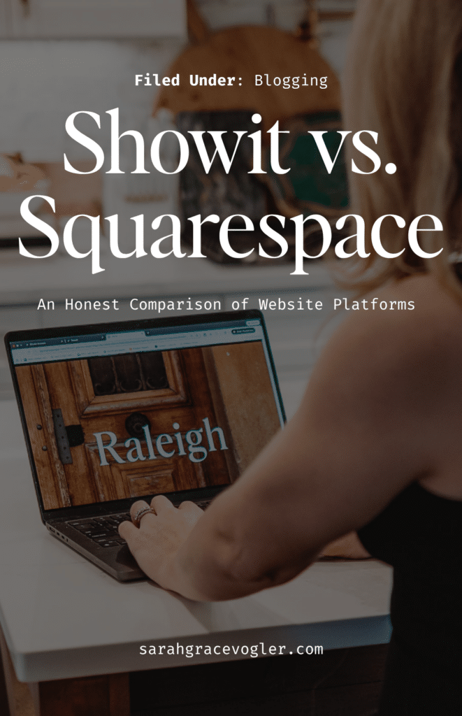 pinterest pin for blog post: showit vs. squarespace
