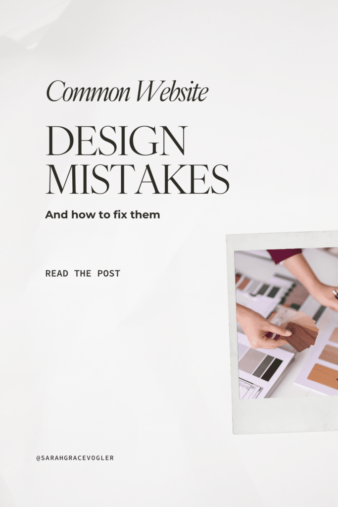 pinterest pin for the blog post on common website design mistakes