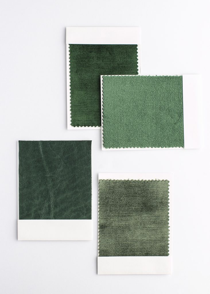 Green swatches as examples to use when you choose a color palette